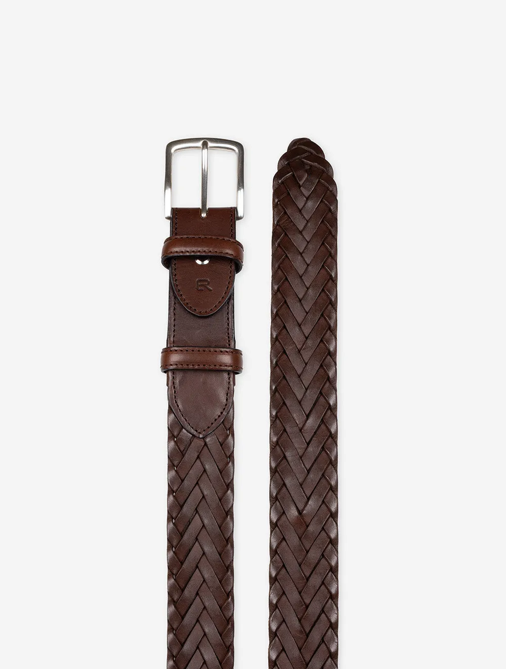 Leather Handweave Belt Brown