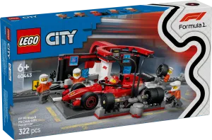 Lego Toys F1 Pit Stop & Pit Crew With Ferrari Car -60443