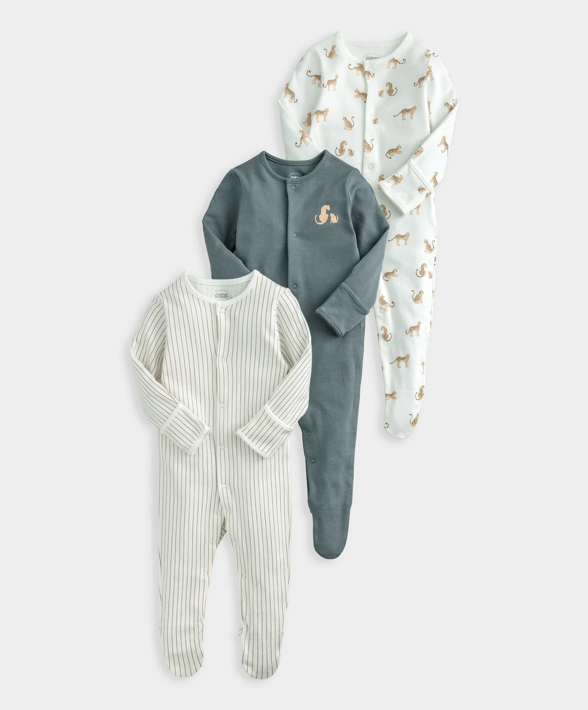 Leopard Sleepsuits (Set of 3) Babykids Mamas & Papas