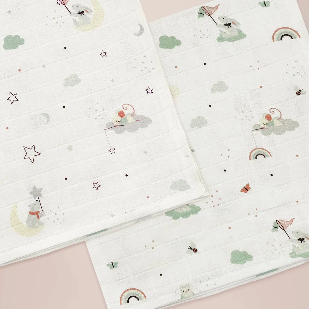 Little Love Trio of Muslins With Wooden Teethers