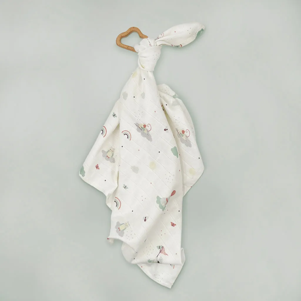 Little Love Trio of Muslins With Wooden Teethers