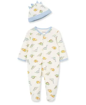 Little Me Dinomite 2-Way-Zip Footed One-Piece and Hat Babykids Little Me