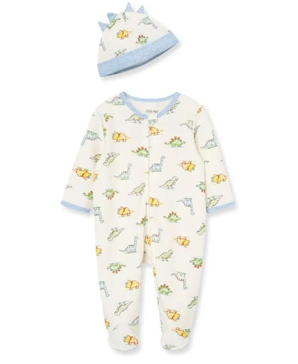 Little Me Dinomite 2-Way-Zip Footed One-Piece and Hat Babykids Little Me