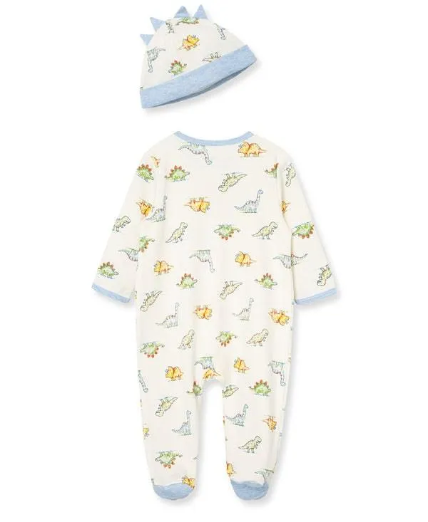 Little Me Dinomite 2-Way-Zip Footed One-Piece and Hat Babykids Little Me
