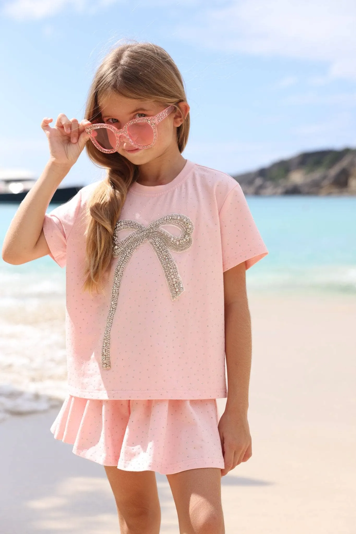 Lola   The Boys Crystal Pink Bow Short Set