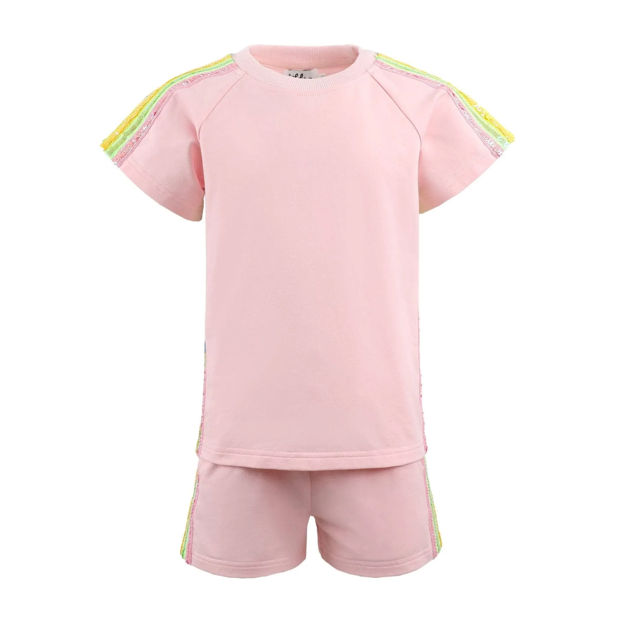 Lola   The Boys Pink Rainbow Stripe Short Set