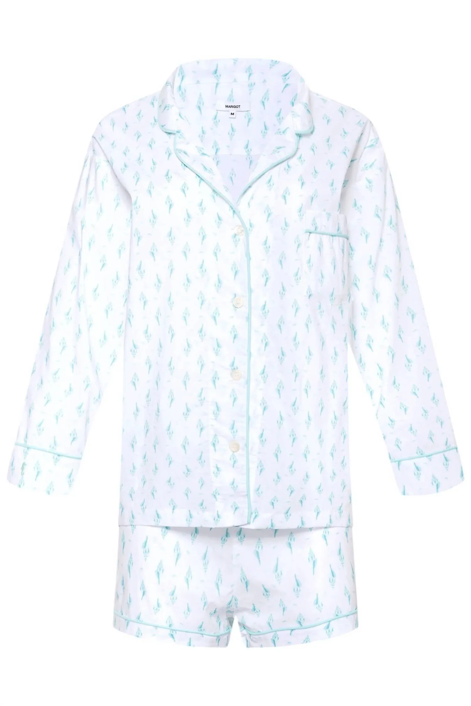 Lorient Short Pajama Set In Aqua Shells