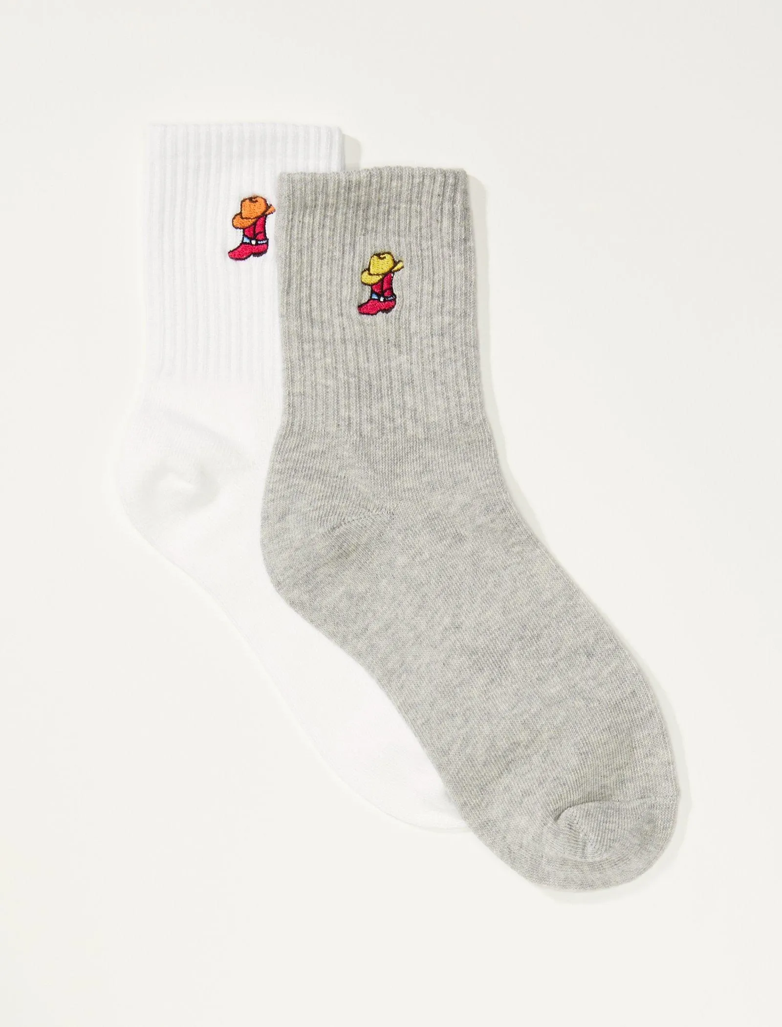 Lucky Brand Cowboy Boot Embroidered Sock 2 Pk White Lucky Brand