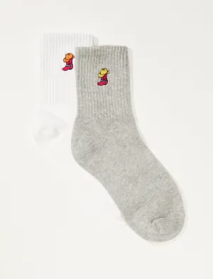 Lucky Brand Cowboy Boot Embroidered Sock 2 Pk White Lucky Brand