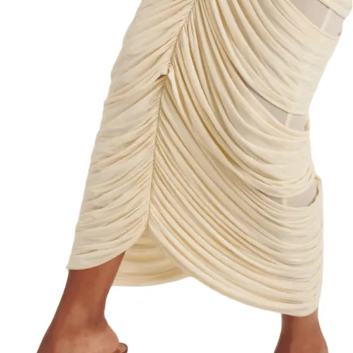 Mesh Ruched Skirt and Top set with Flower appliqué