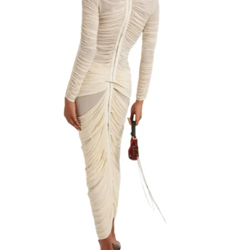 Mesh Ruched Skirt and Top set with Flower appliqué