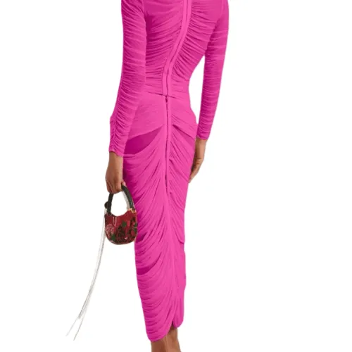 Mesh Ruched Skirt and Top set with Flower appliqué