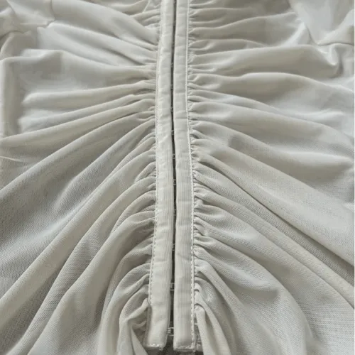 Mesh Ruched Skirt and Top set with Flower appliqué