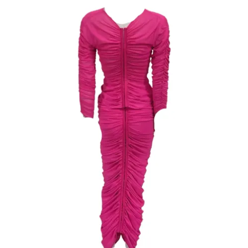 Mesh Ruched Skirt and Top set with Flower appliqué