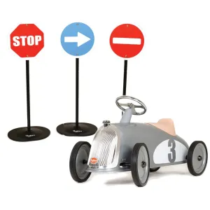 Metal Traffic Signs (Set of 3)
