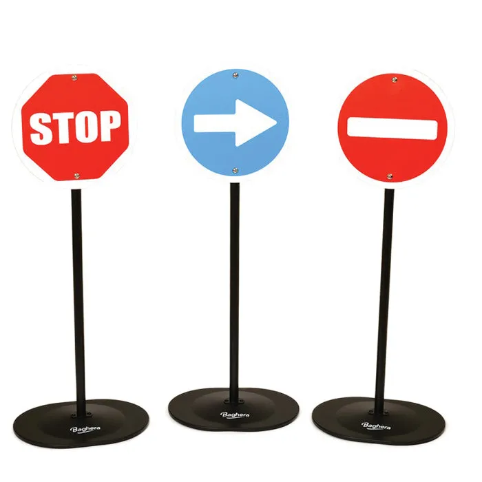 Metal Traffic Signs (Set of 3)