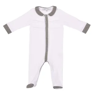 Mon Beau Trousseau | Boys White & Grey Cotton Babygrow Babykids_Bebe-Sweeny
