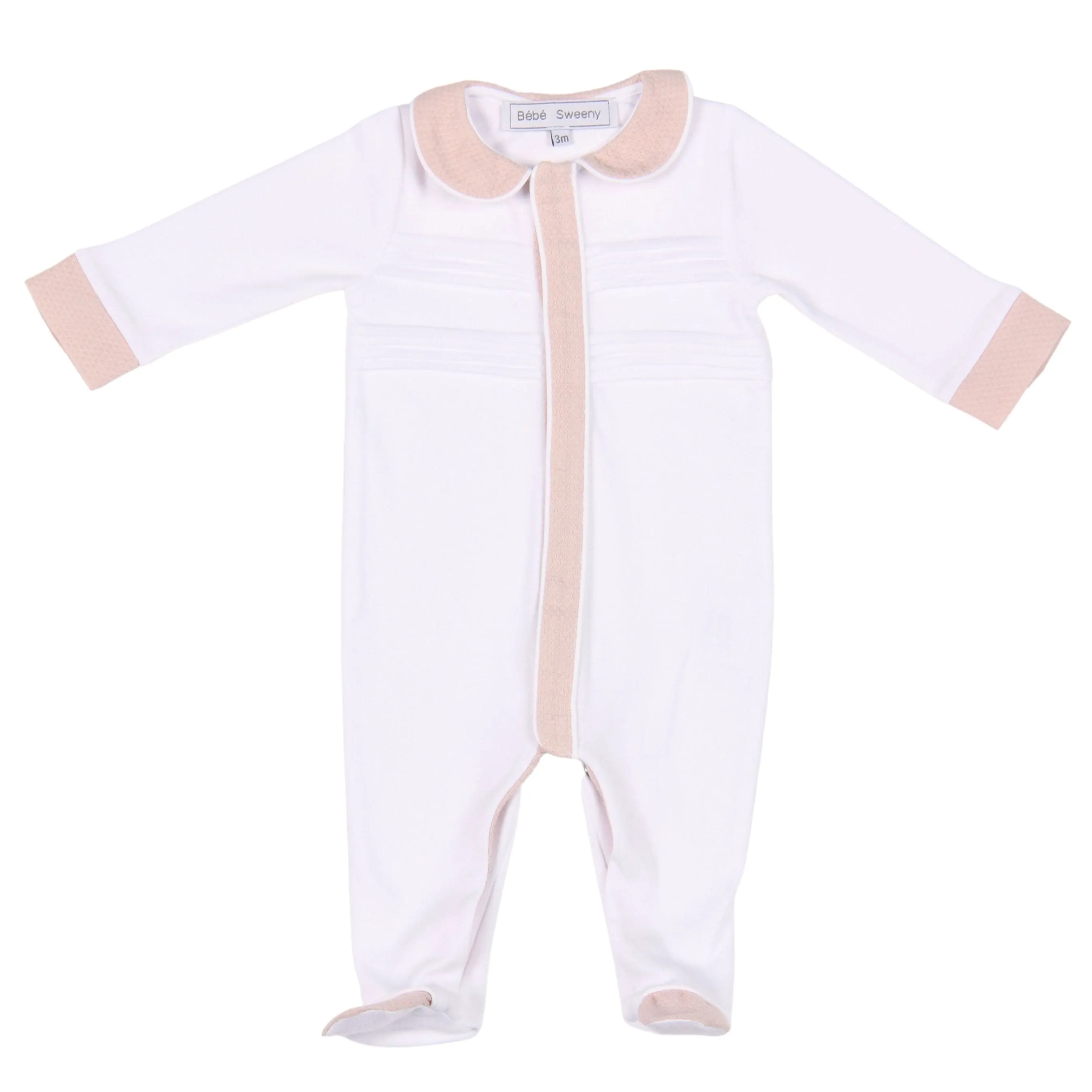Mon Beau Trousseau | Girls White & Dusty Rose Cotton Babygrow Babykids_Bebe-Sweeny