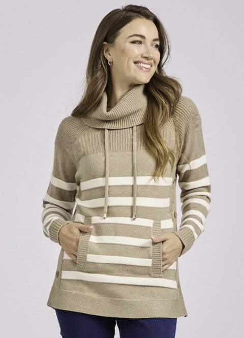 Mudflower 541 Cowl Neck Stripe Jumper