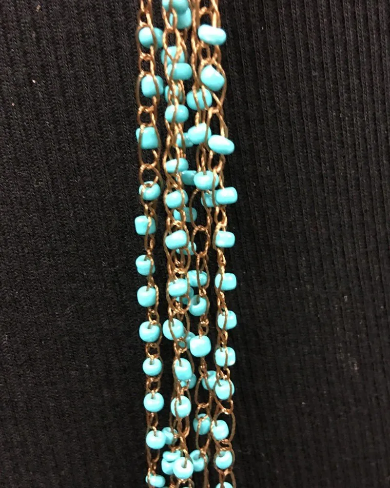 Multi Strand Beaded Necklace Turquoise Beads