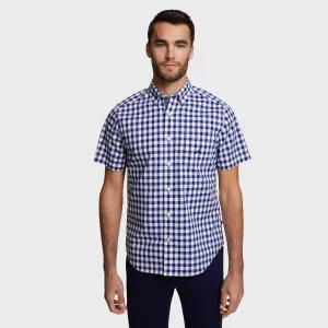 Nautica Men's Big & Tall Short Sleeve Classic Fit Stretch Poplin Shirt Blue Depths Nautica