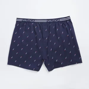 Nautica Men's Striped Sailboat Knit Boxer Sapphire/Pitch Yellow Nautica