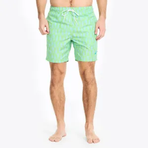 Nautica Men's Sustainably Crafted 8" Seahorse Print Swim Lime Surf Nautica