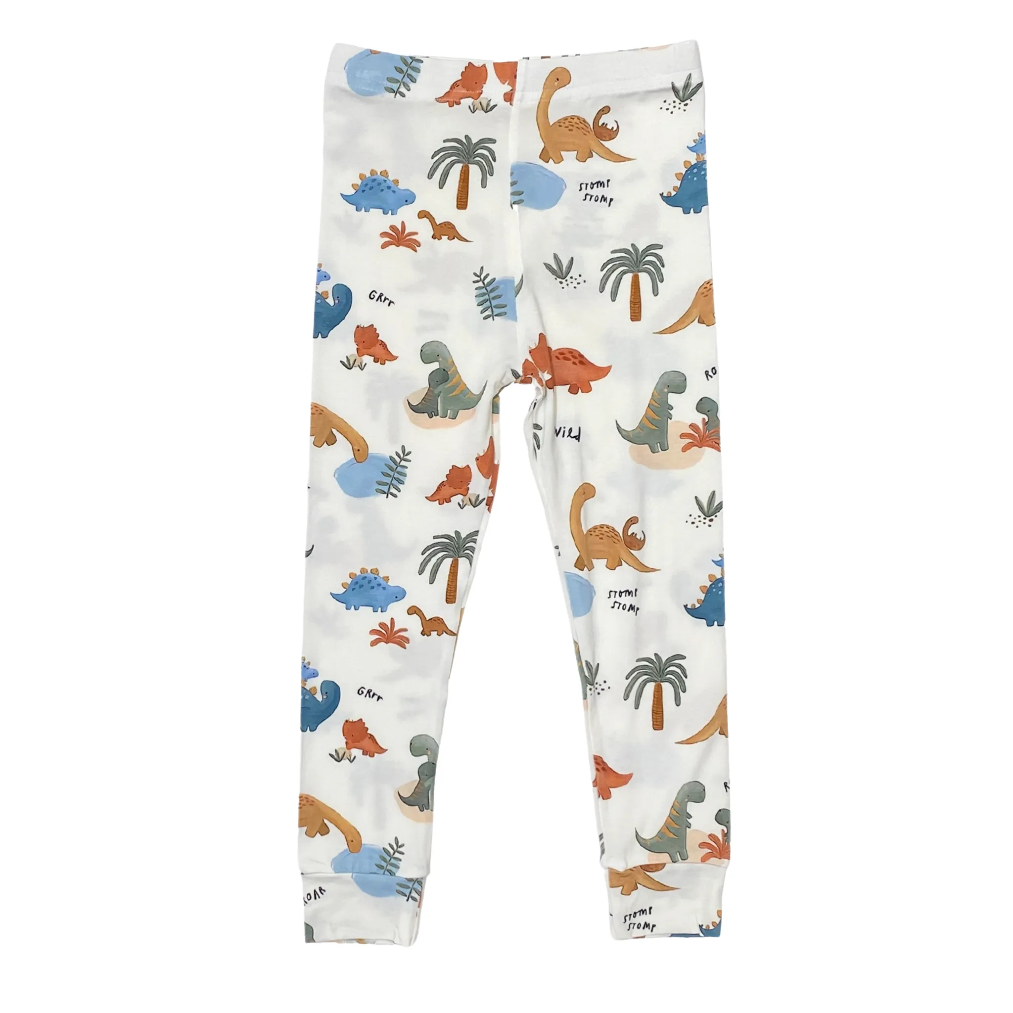Organic Bamboo Viscose Two Piece Pajama Set with Dinosaur Print For Kids