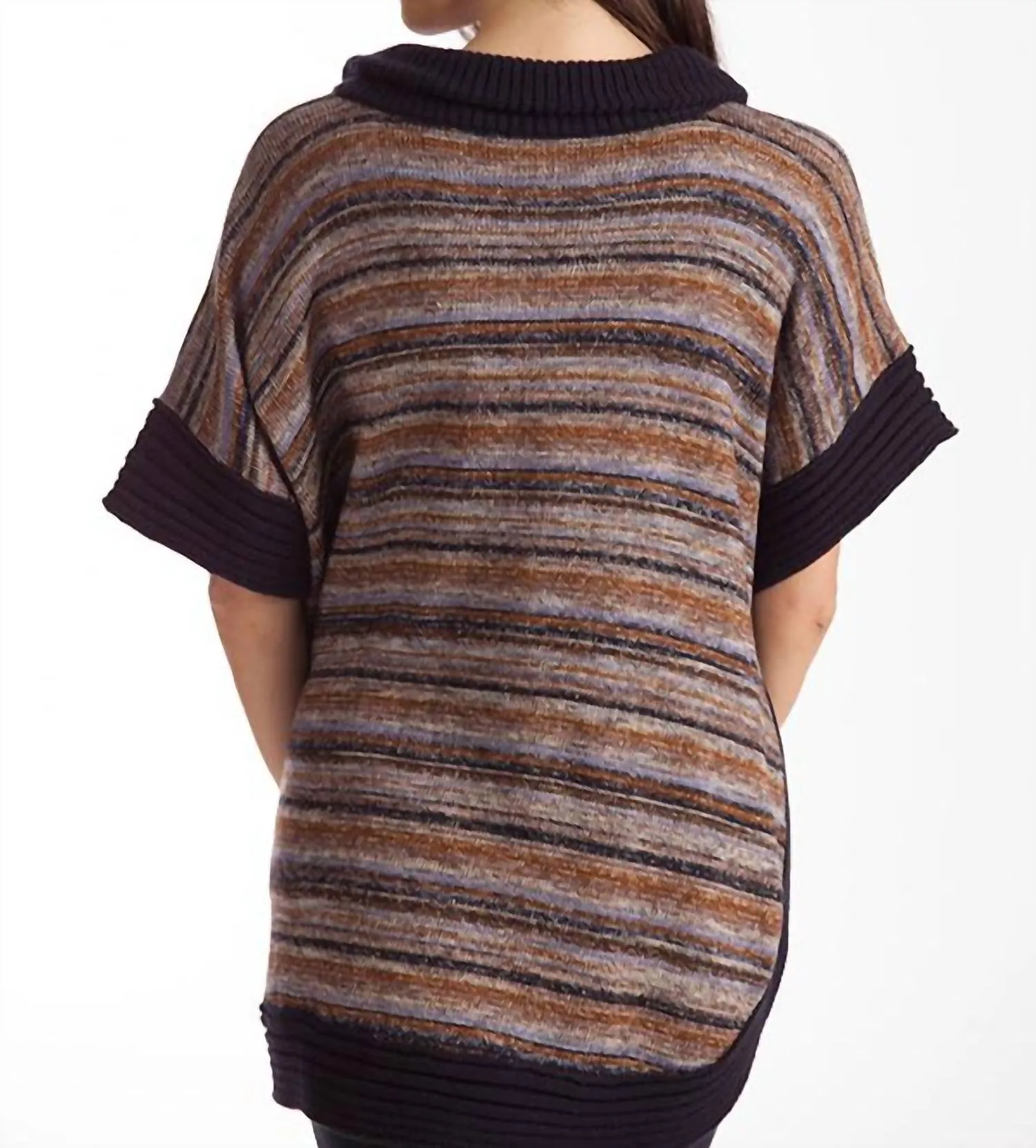 Penelope Zip-Up Poncho In Navy Multi