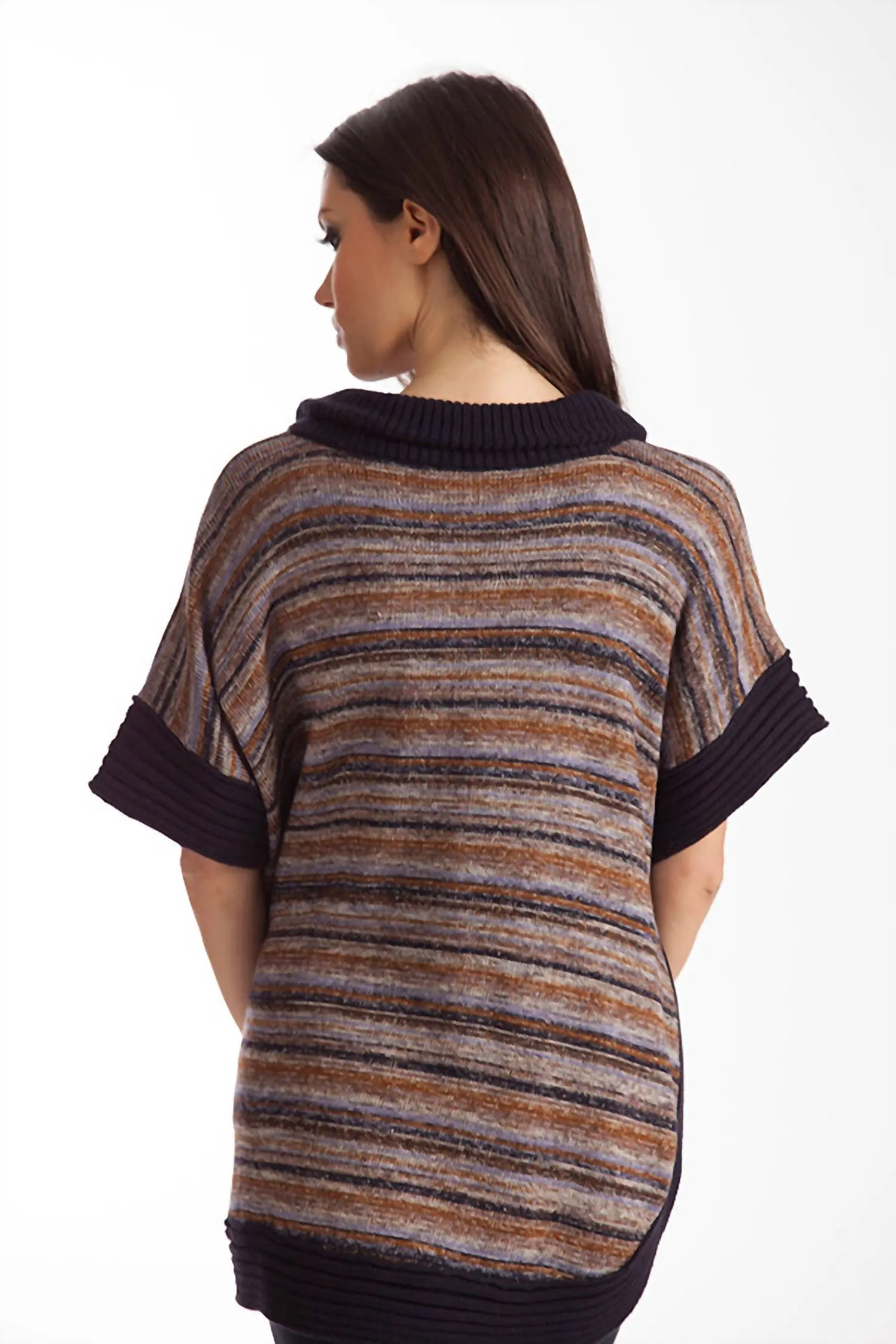 Penelope Zip-Up Poncho In Navy Multi