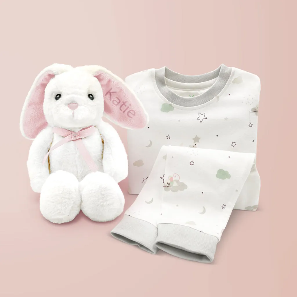 Personalised Little Pink Bunny and Little Love Baby Pyjamas