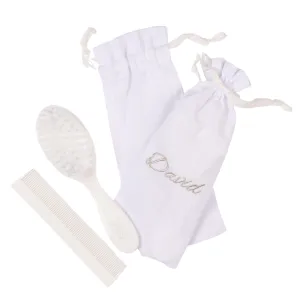 Personalized White Baby Hairbrush & Comb Set | Made In France Babykids_Bebe-Sweeny