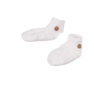Petit Sweeny | Baby White Organic Cotton Knit Booties Babykids_Bebe-Sweeny