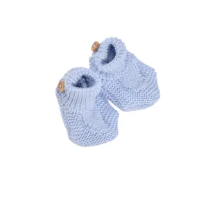 Petit Sweeny | Boys Blue Organic Cotton Knit Booties Babykids_Bebe-Sweeny