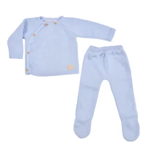 Petit Sweeny | Boys Blue Organic Cotton Knit Set (2) Babykids_Bebe-Sweeny