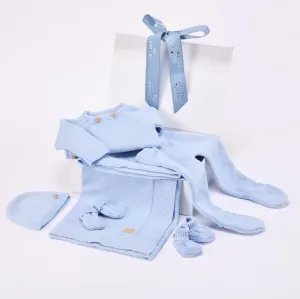 Petit Sweeny Gift Box | Boys Blue Organic Cotton Knit Set (6) Babykids_Bebe-Sweeny