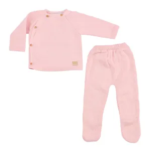 Petit Sweeny | Girls Pink Organic Cotton Knit Set (2) Babykids_Bebe-Sweeny