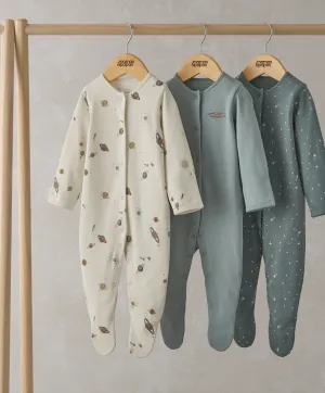 Planets Sleepsuits (Set of 3) Babykids Mamas & Papas
