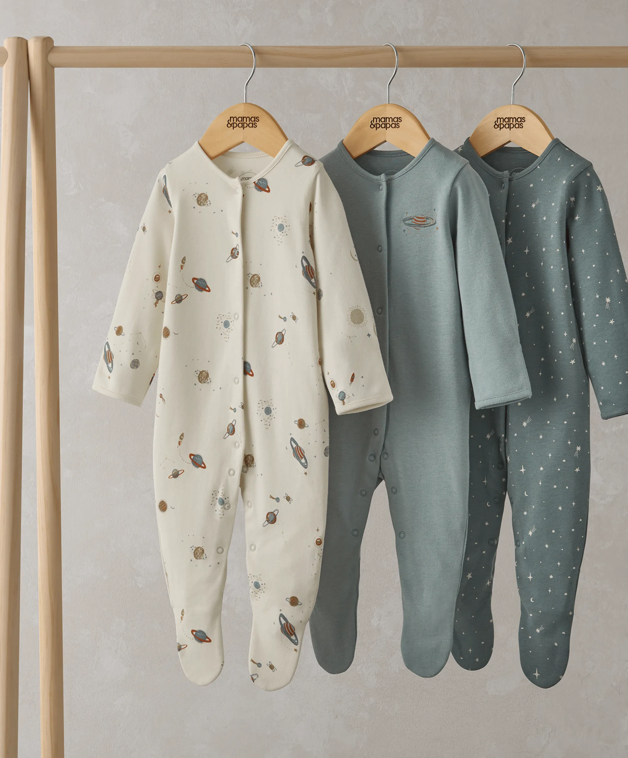 Planets Sleepsuits (Set of 3) Babykids Mamas & Papas