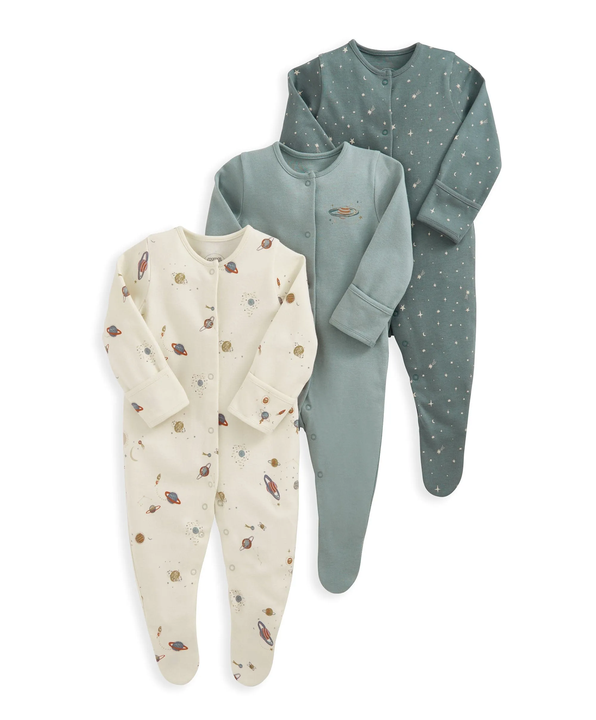 Planets Sleepsuits (Set of 3) Babykids Mamas & Papas