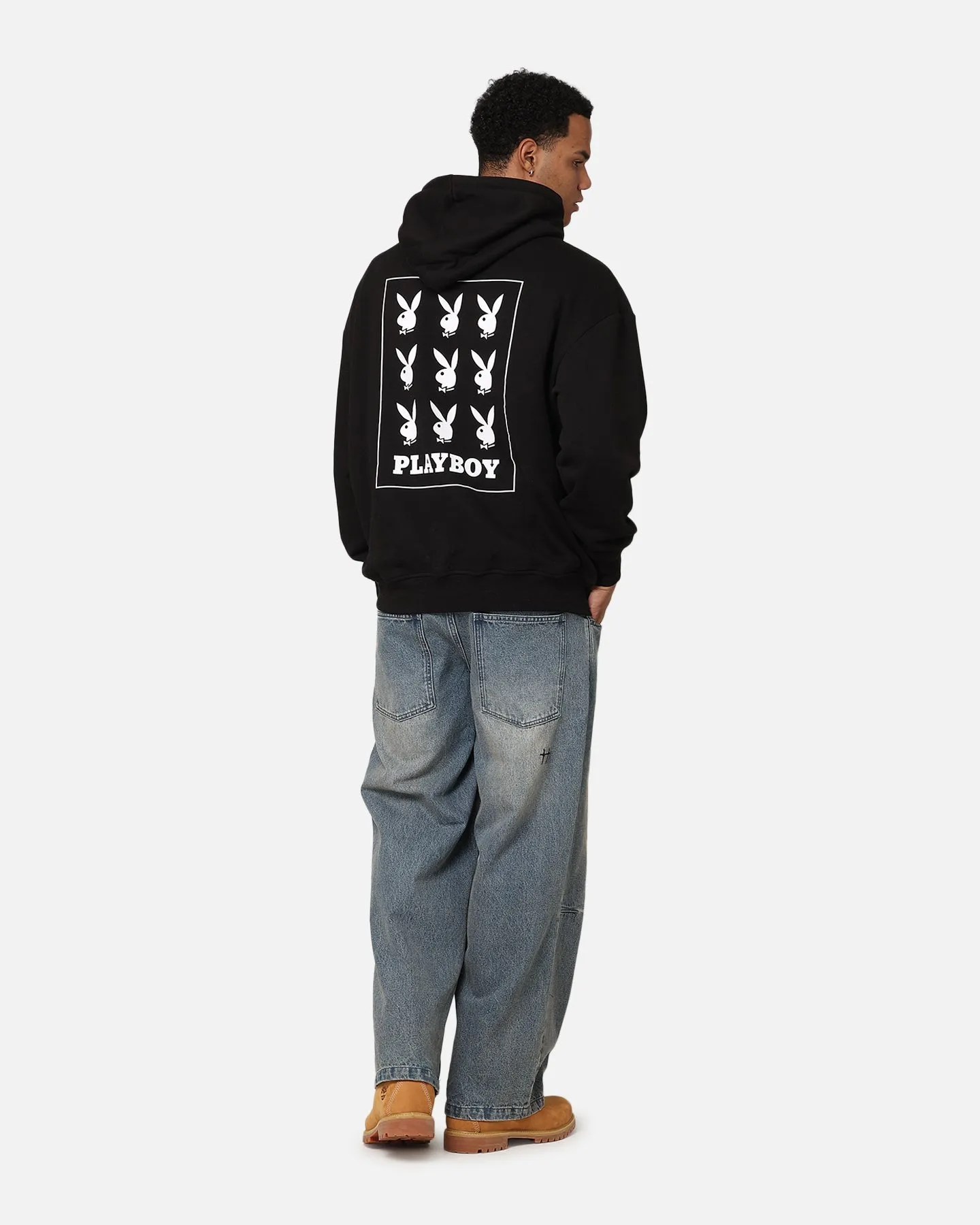 Playboy Repeat Bunny Stack Hoodie Black