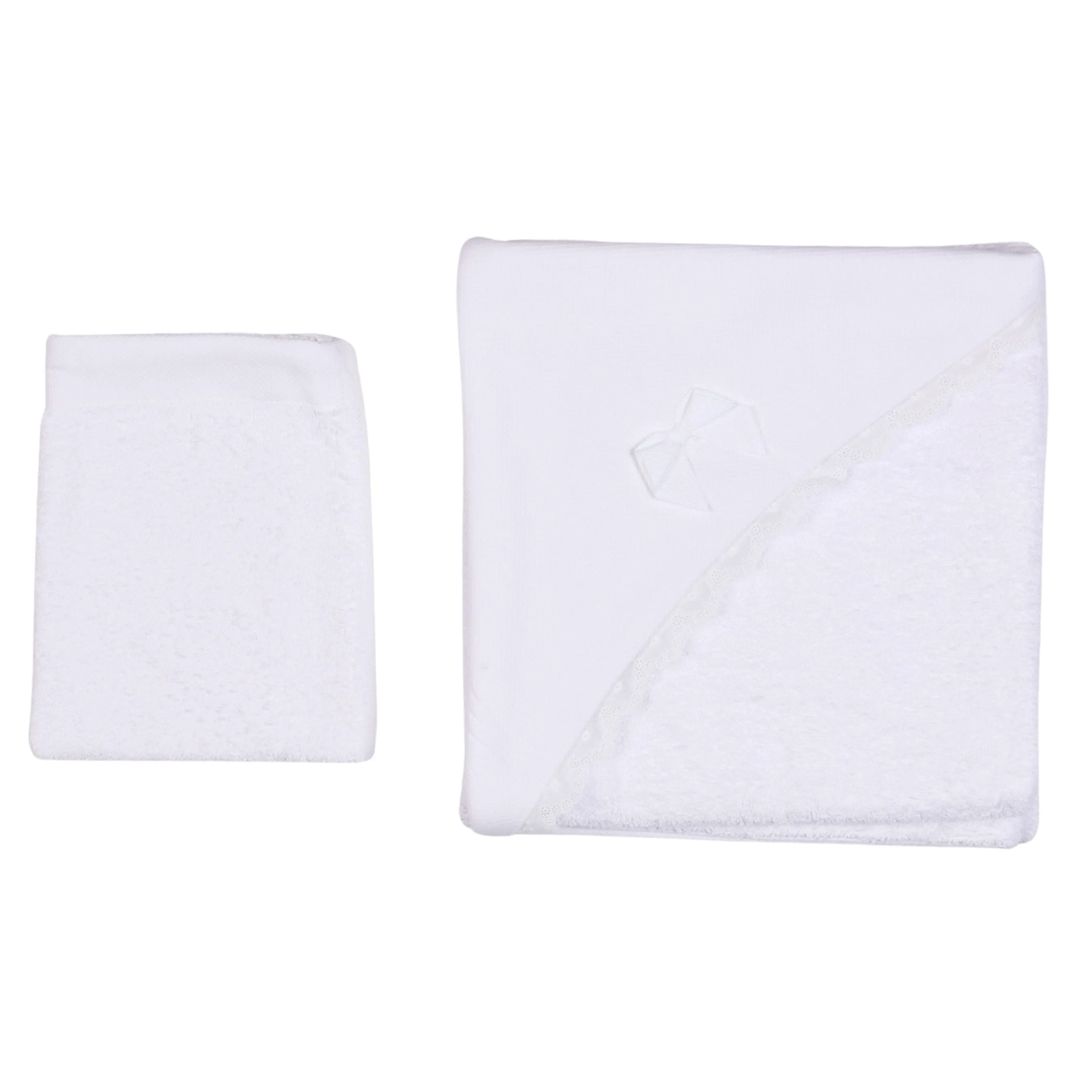 Purity | Girls White Hooded Towel & Washcloth Babykids_Bebe-Sweeny