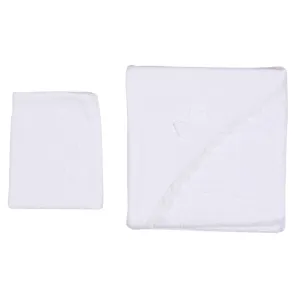Purity | Girls White Hooded Towel & Washcloth Babykids_Bebe-Sweeny