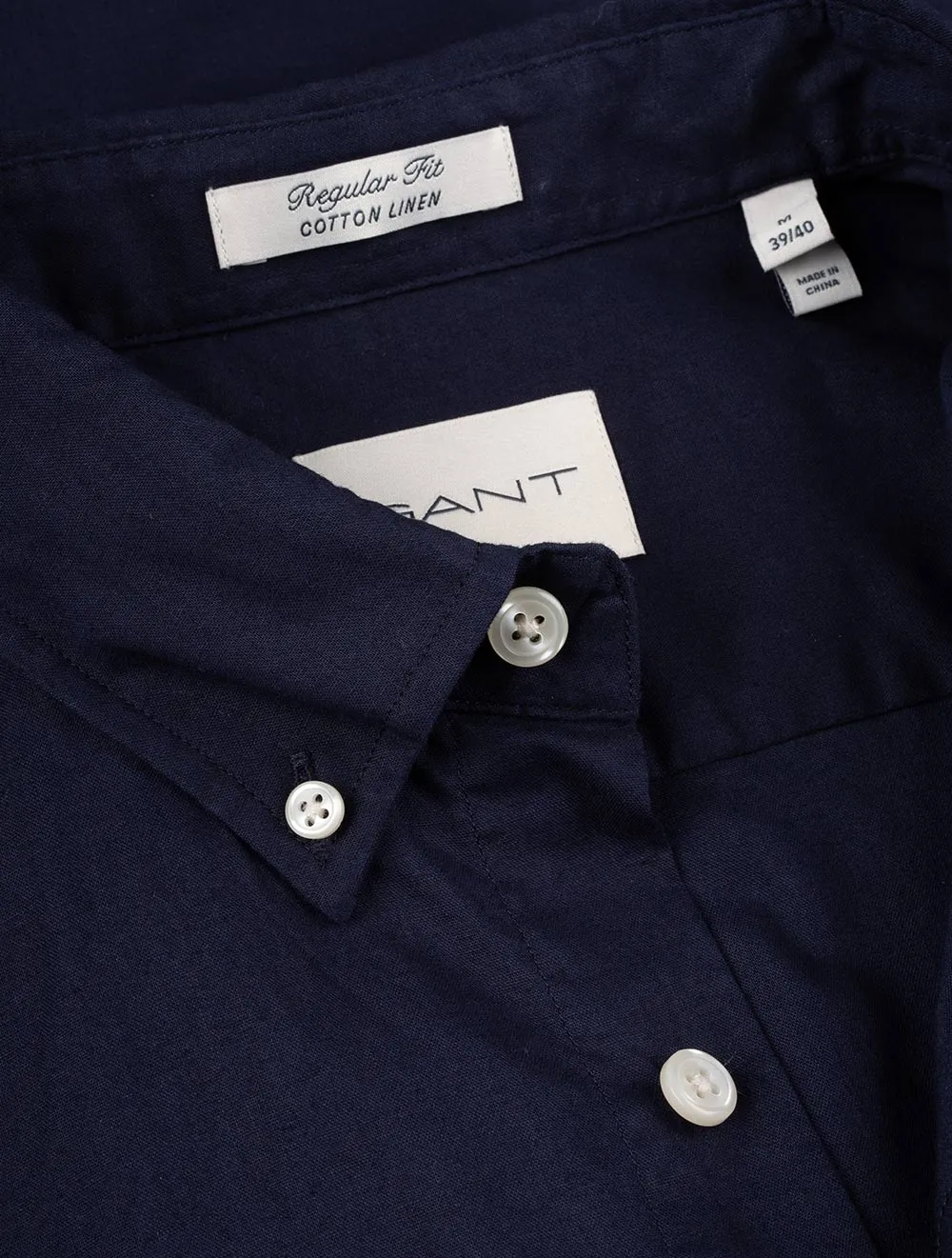 Regular Cotton Linen Short Sleeve Shirt Evening Blue