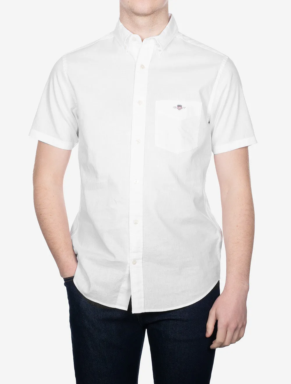 Regular Cotton Linen Short Sleeve Shirt White
