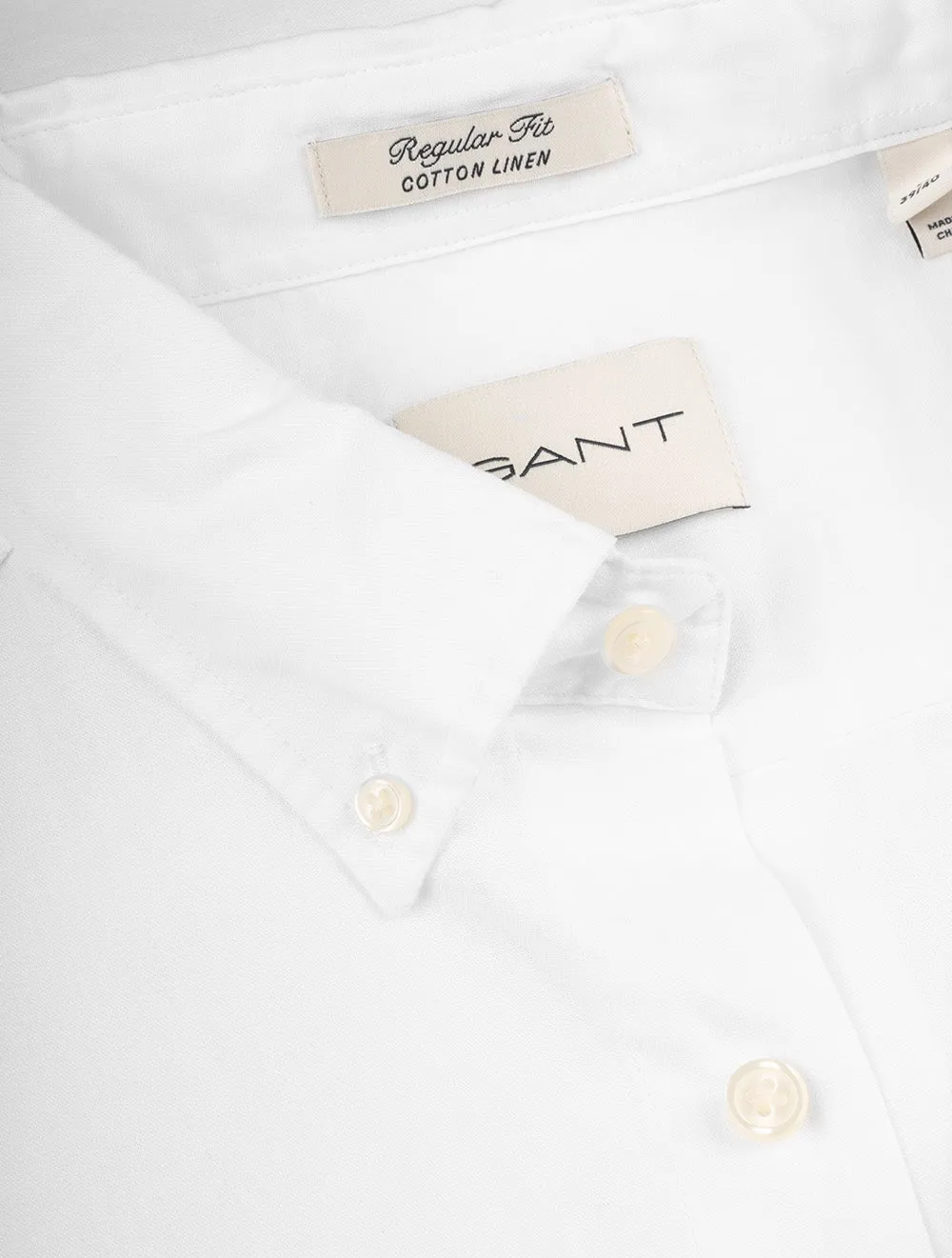 Regular Cotton Linen Short Sleeve Shirt White