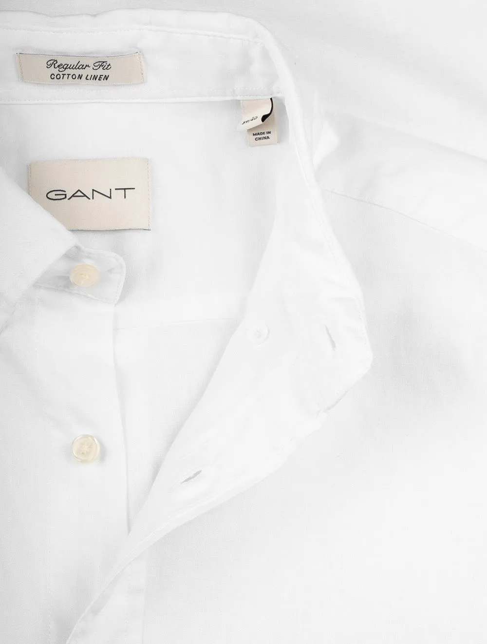 Regular Cotton Linen Short Sleeve Shirt White