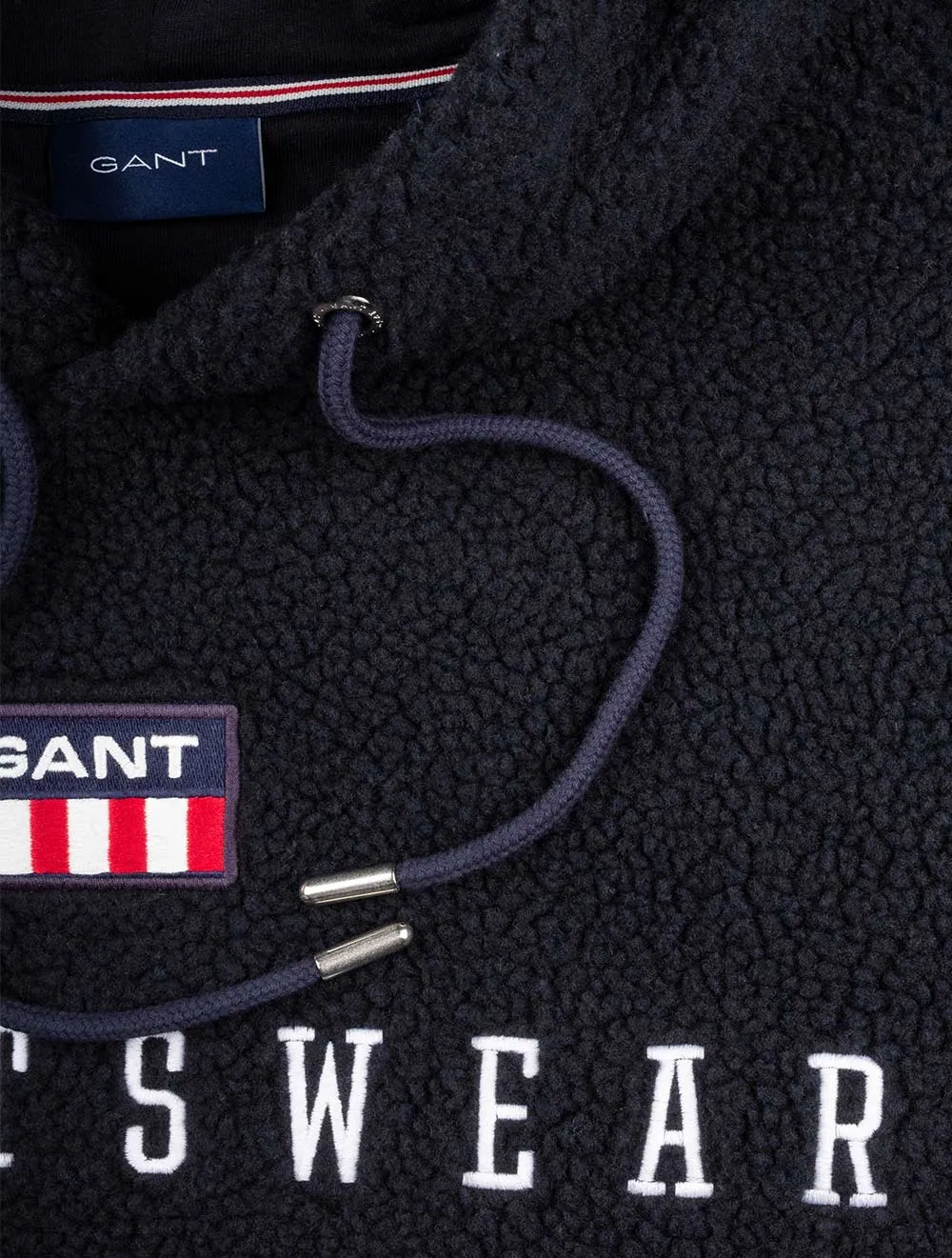 Retro Flag Fleece Hoodie Evening Blue