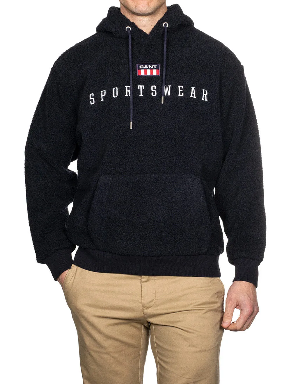Retro Flag Fleece Hoodie Evening Blue