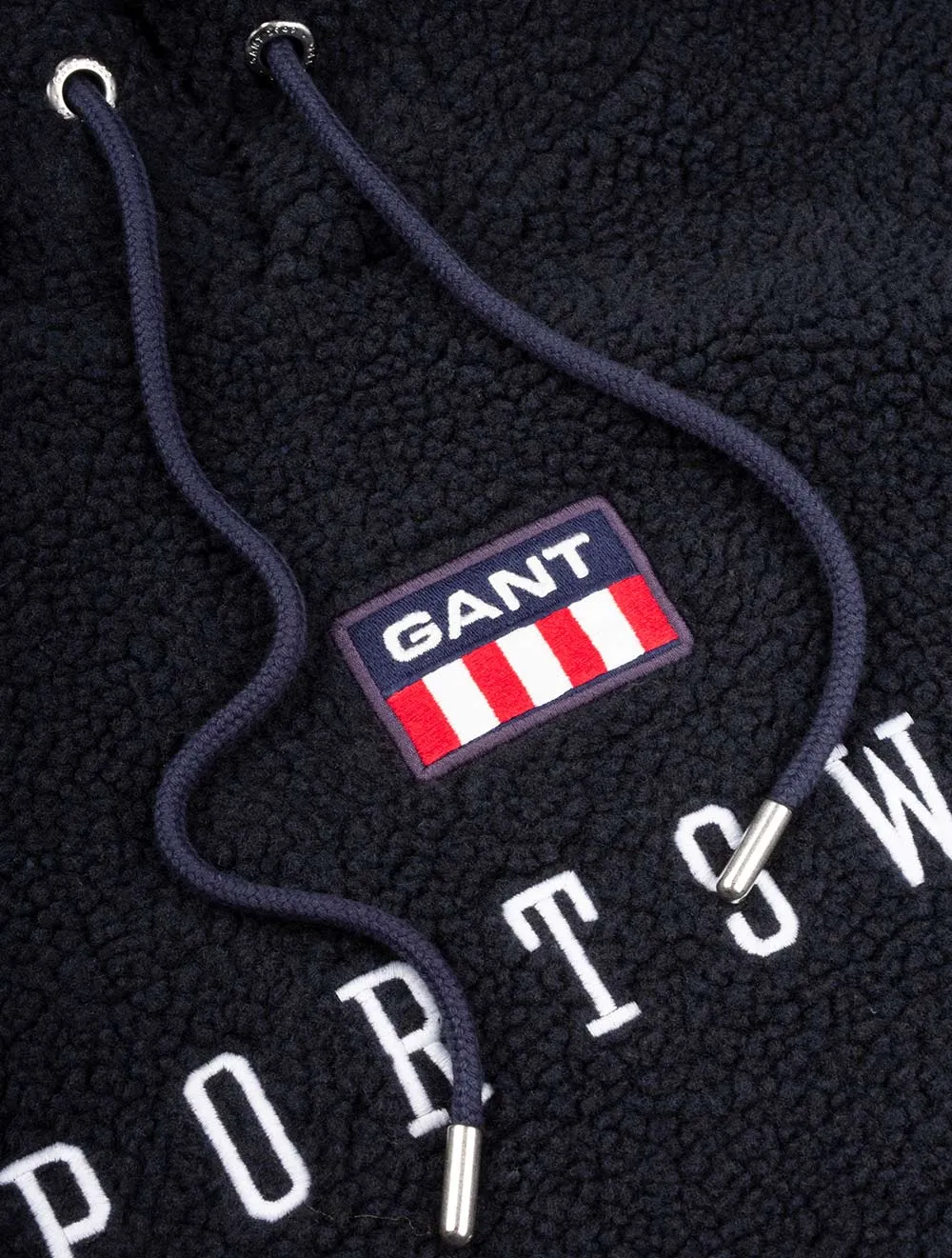 Retro Flag Fleece Hoodie Evening Blue